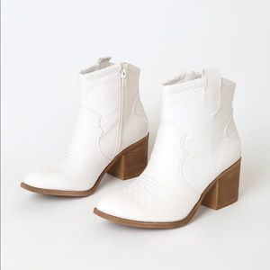 Unite White Snake Ankle Booties